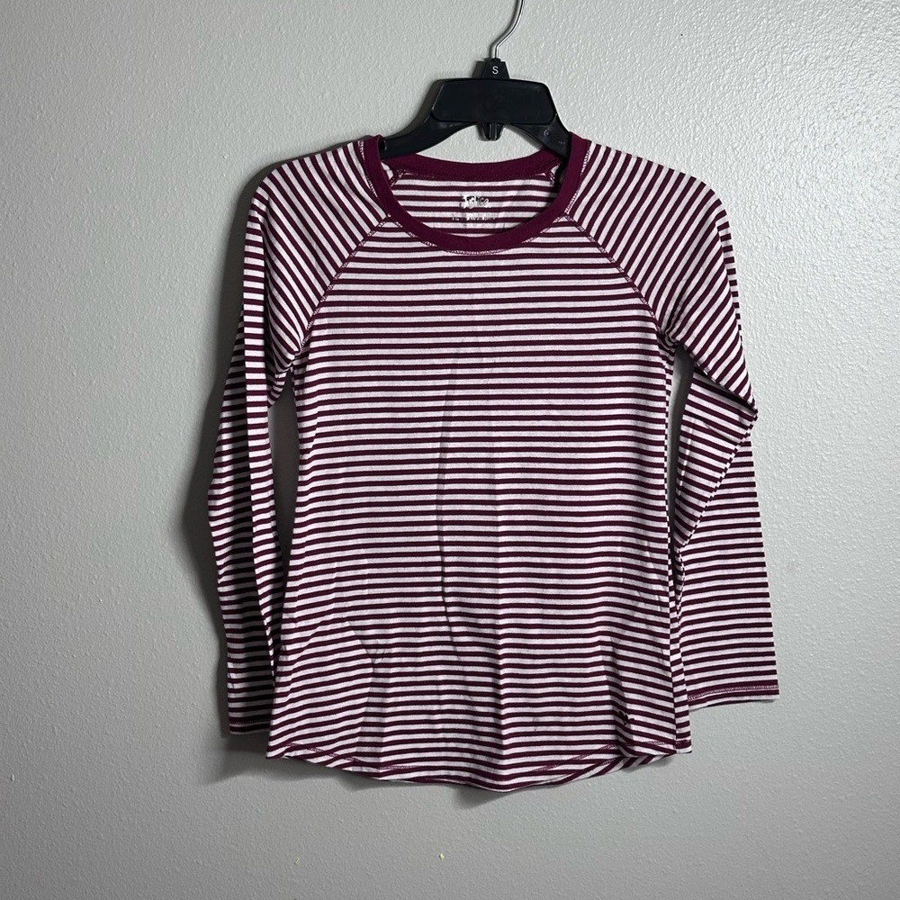 Justice Girls Burgundy‎ Striped White Long Sleeve Size 12